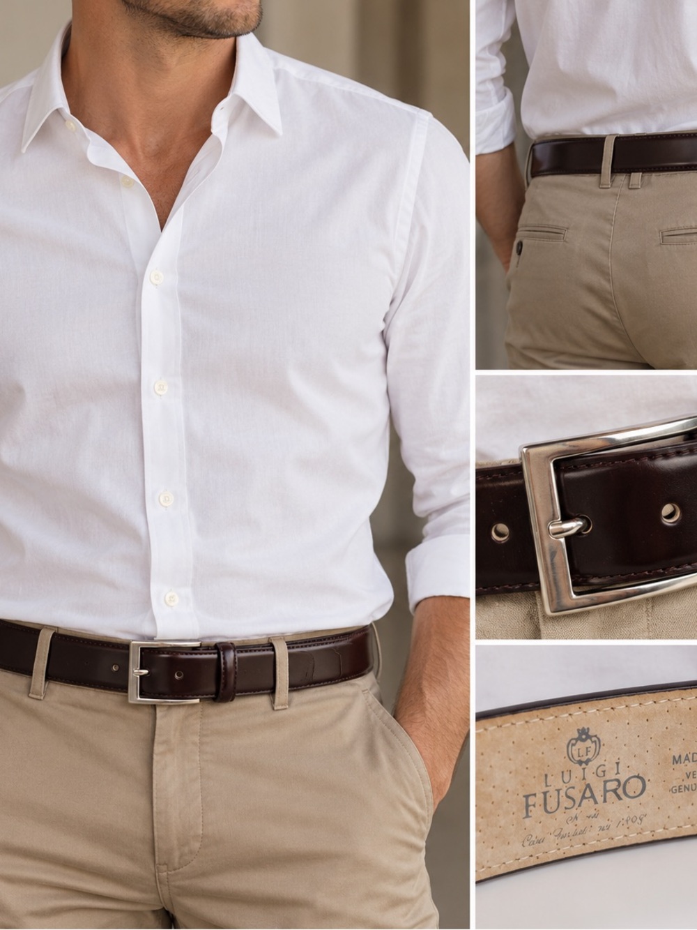 Luigi Fusaro Men’s Genuine Leather Belt Made in Italy Size 115